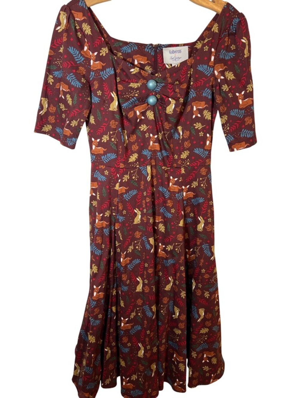Women's Collectif retro woodland Doris dress size M medium midi